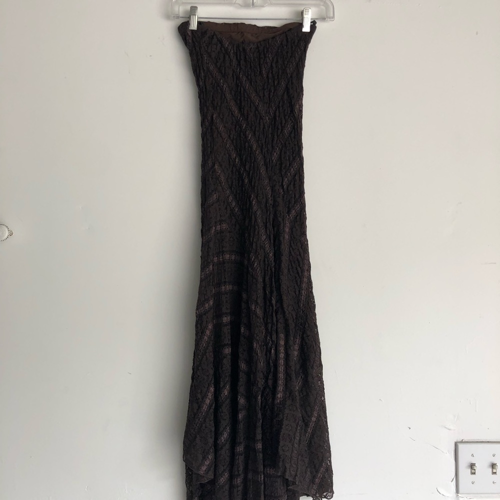 Brown midi handkerchief dress